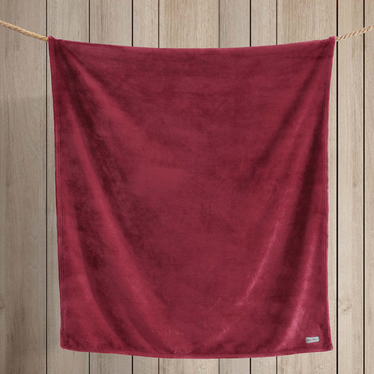 Luxurious Dark Red Sherpa 50"x60" Reversible Plush Throw
