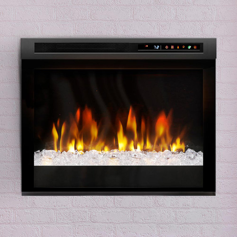 Black Glass Electric Fireplace Insert with Acrylic Ember Bed