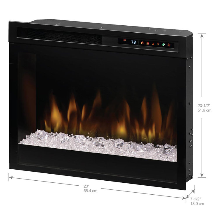 Black Glass Electric Fireplace Insert with Acrylic Ember Bed