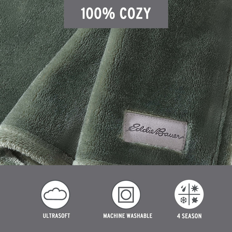 Luxurious Sherpa Fleece Reversible Throw Blanket, Green, 50"x60"