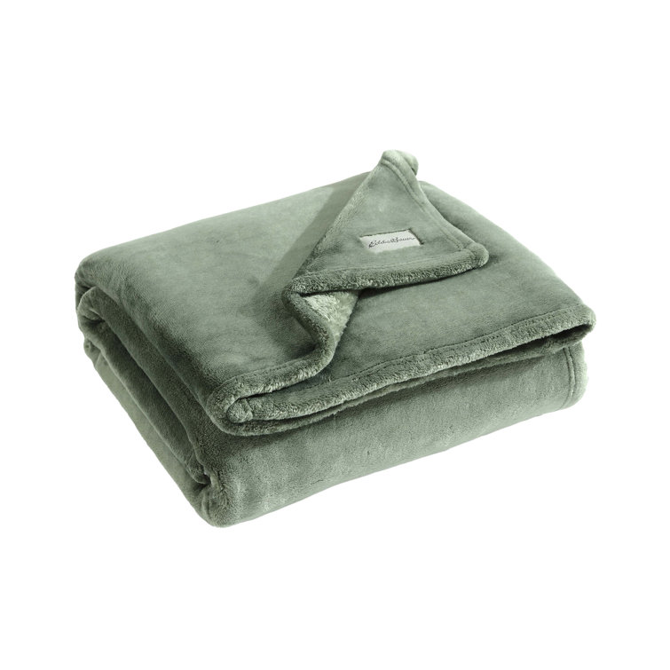 Luxurious Sherpa Fleece Reversible Throw Blanket, Green, 50"x60"