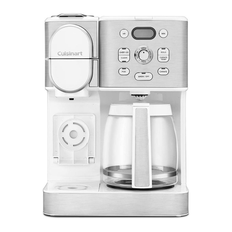 Cuisinart White Stainless Steel 2-in-1 Coffee Maker with Carafe
