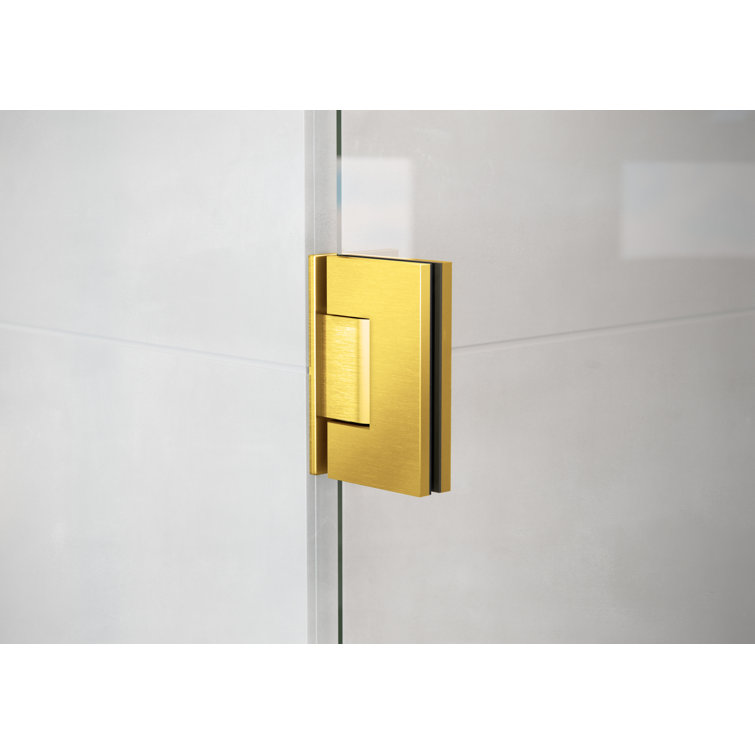 Satin Brass Frameless Glass Bathtub Shower Door 58.25" x 54"