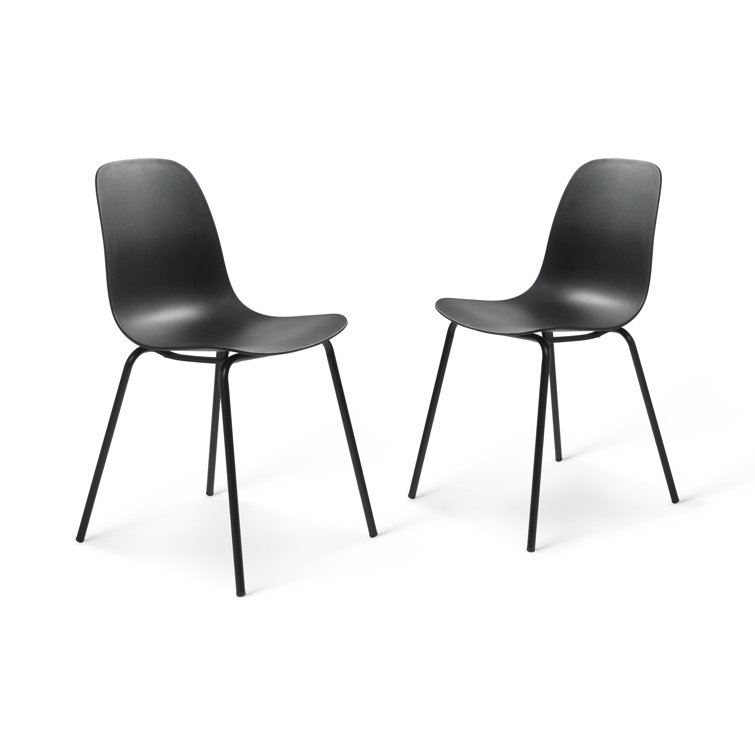 Aleta Black Plastic and Metal Dining Chairs, Set of 2