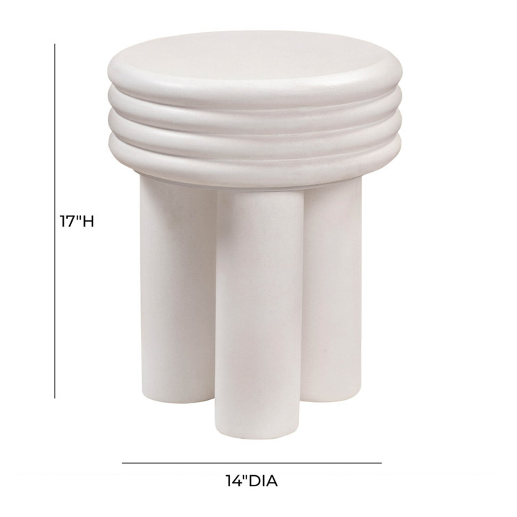 Delta Ivory Round Concrete Side Table - 14"x17"
