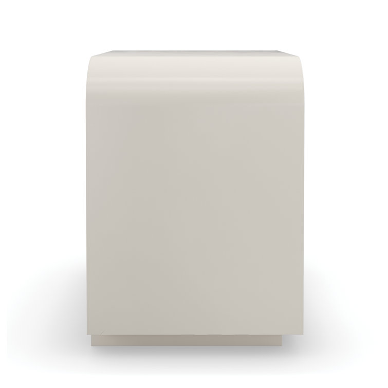 Cream and Gray 1-Drawer Nightstand with Glass Shelf