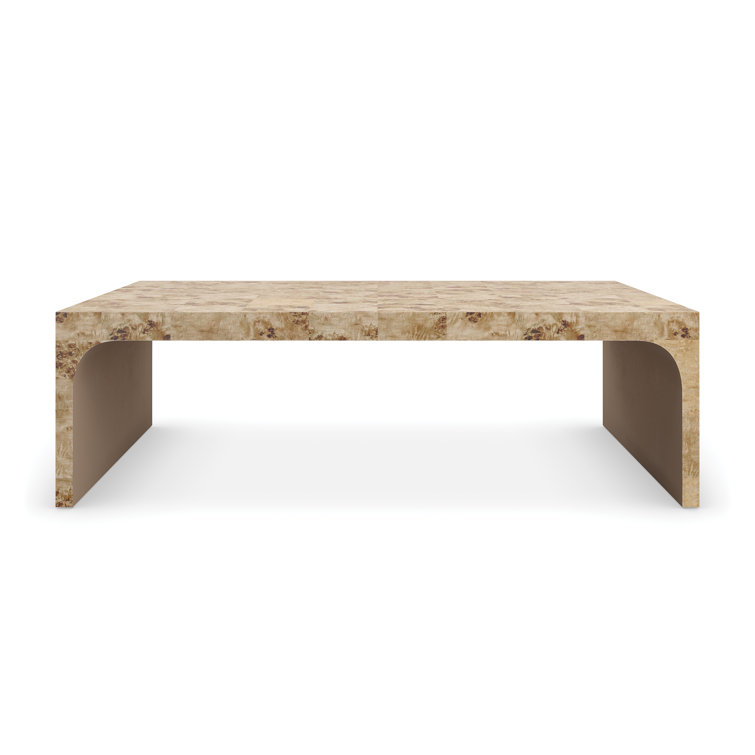 Mappa Burl Brown Rectangular Cocktail Table with Bronze Leaf Finish