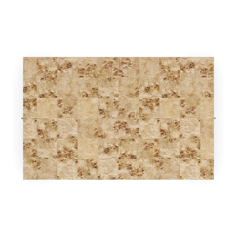 Mappa Burl Brown Rectangular Cocktail Table with Bronze Leaf Finish