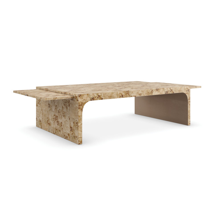 Mappa Burl Brown Rectangular Cocktail Table with Bronze Leaf Finish
