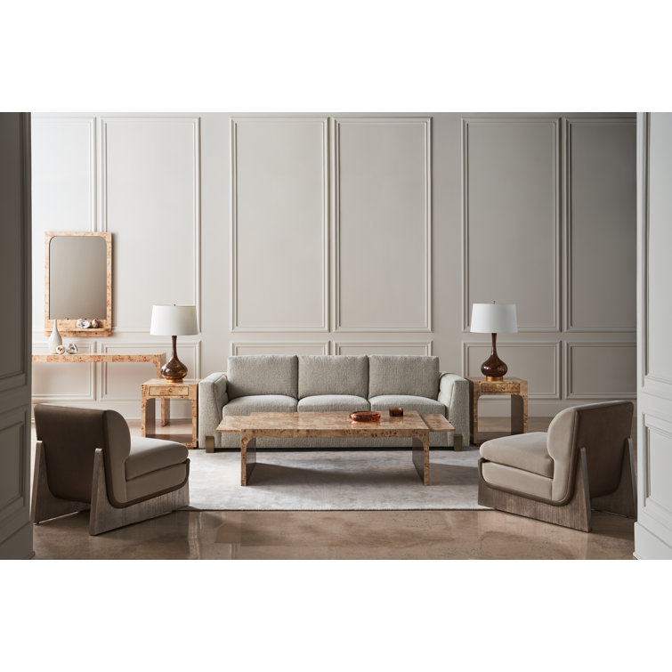 Mappa Burl Brown Rectangular Cocktail Table with Bronze Leaf Finish
