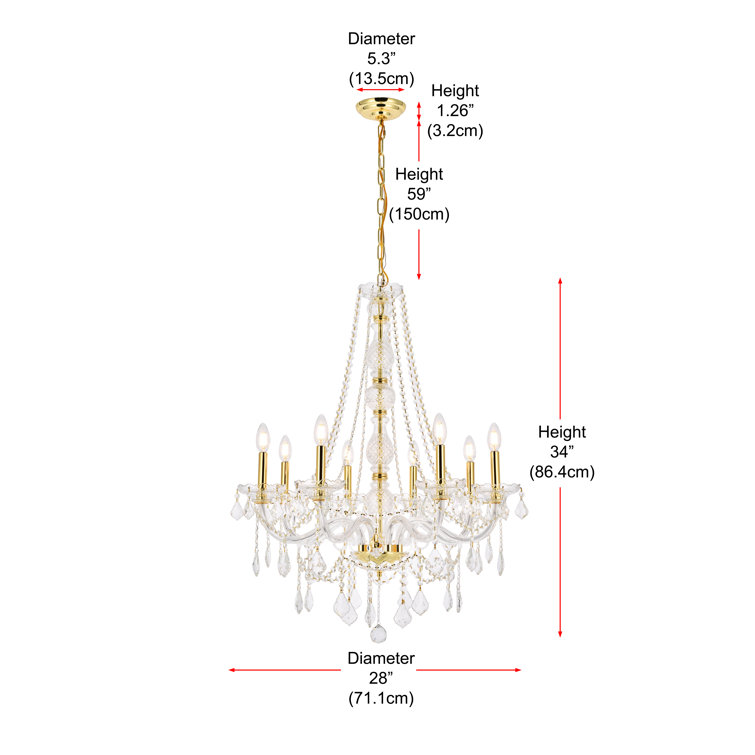 Verona Gold 8-Light Chandelier with Clear Royal Cut Crystal Trim
