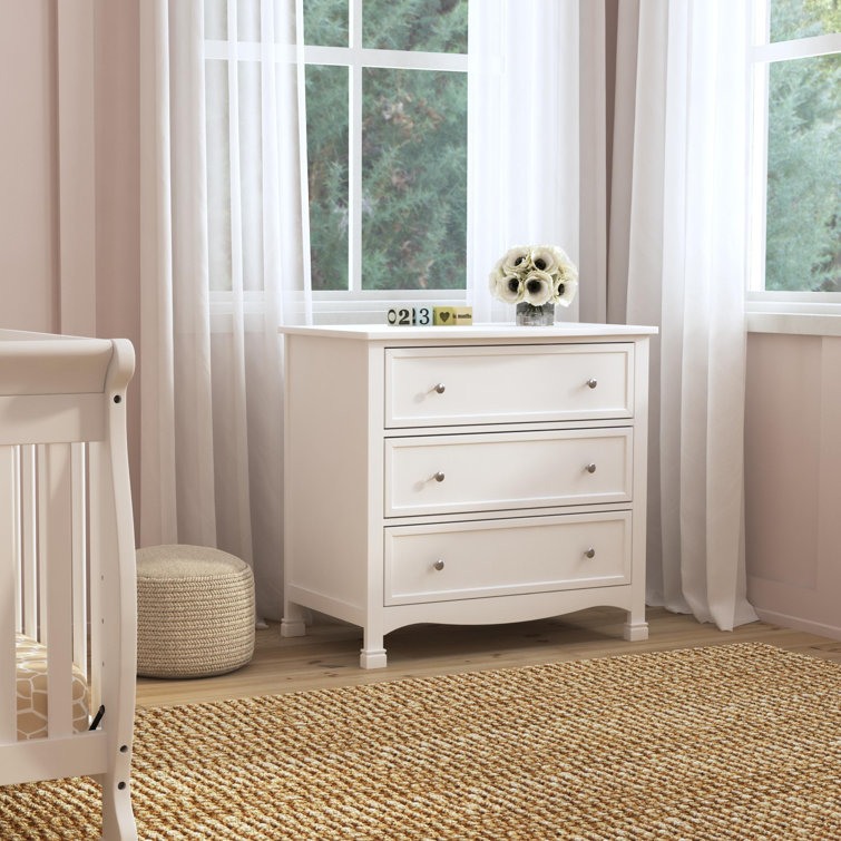 White Wooden 4-in-1 Convertible Mini Crib and Dresser Set
