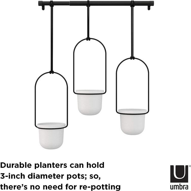 Triflora Adjustable White/Black Indoor Hanging Planter