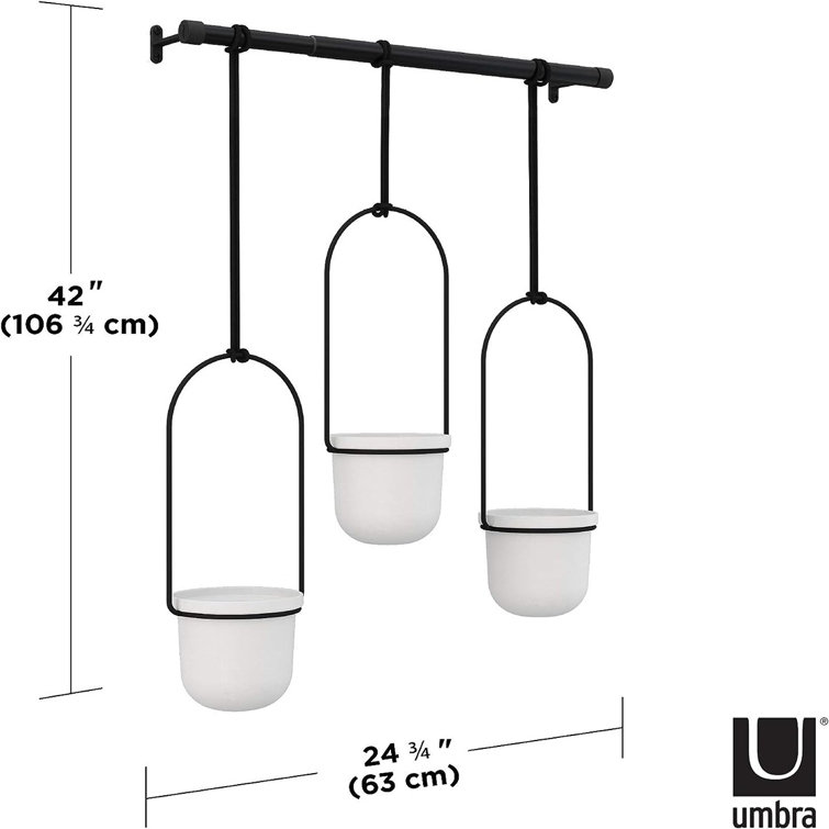 Triflora Adjustable White/Black Indoor Hanging Planter
