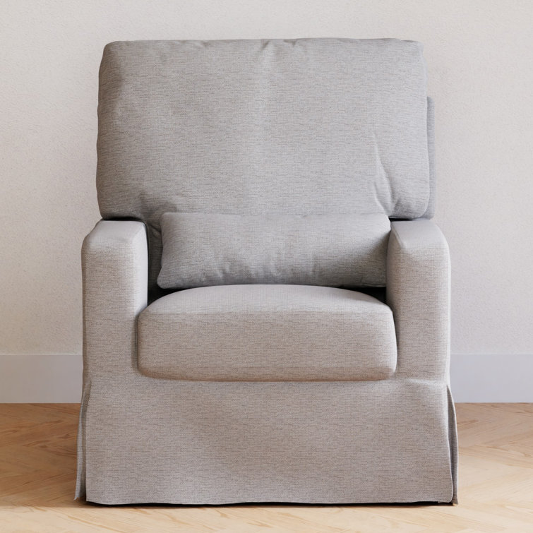 Gray Performance Fabric Swivel Glider with Pillowback Cushion