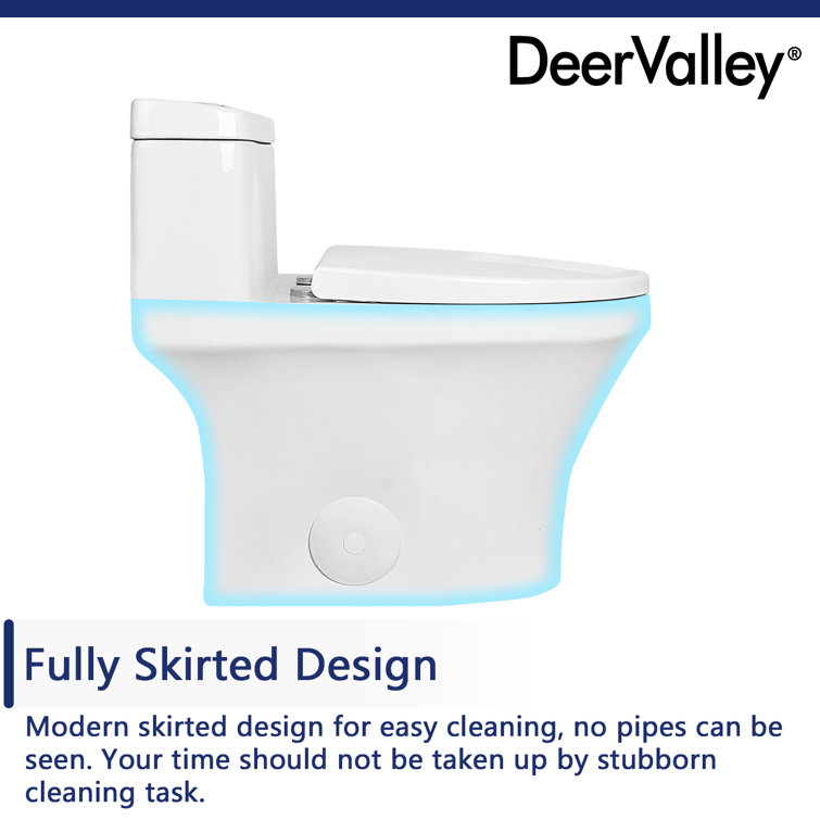White Elongated One-Piece Dual Flush High Efficiency Toilet