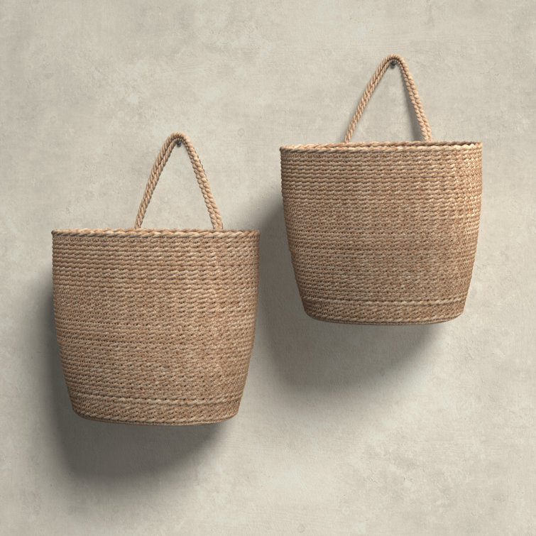 Natural Seagrass Hanging Storage Basket Set