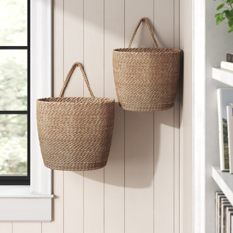 Natural Seagrass Hanging Storage Basket Set