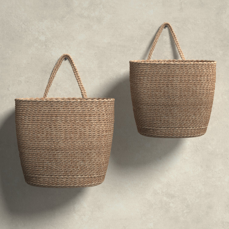 Natural Seagrass Hanging Storage Basket Set