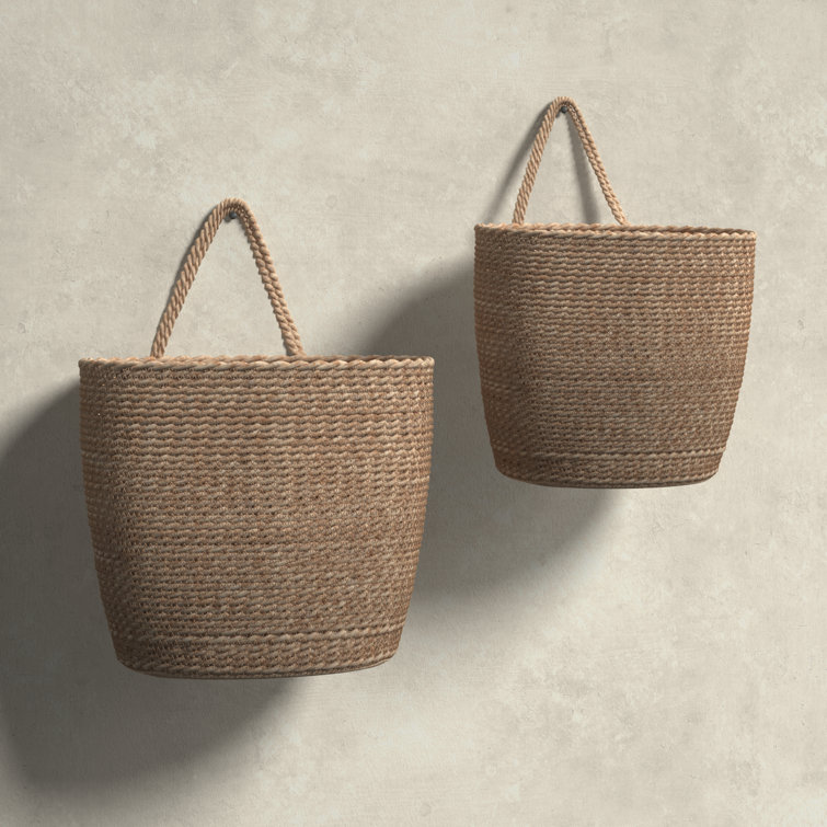 Natural Seagrass Hanging Storage Basket Set