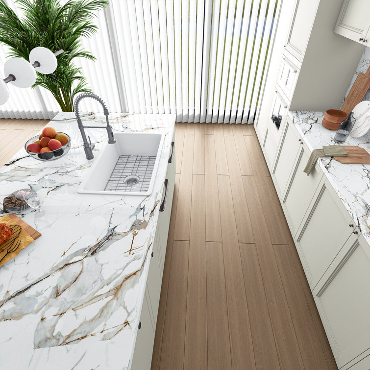 32" White Fireclay Drop-In Single Bowl Kitchen Sink with Drainboard