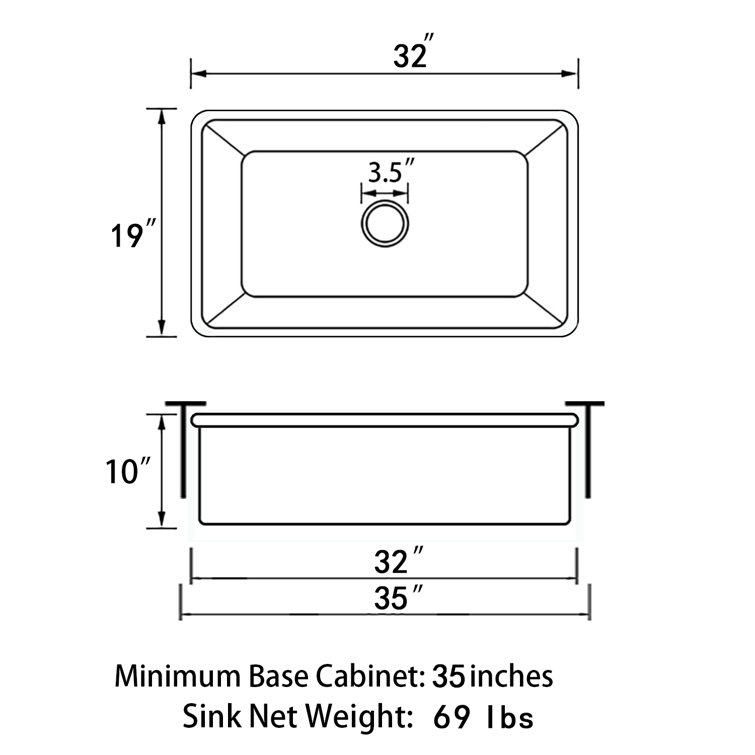 32" White Fireclay Drop-In Single Bowl Kitchen Sink with Drainboard