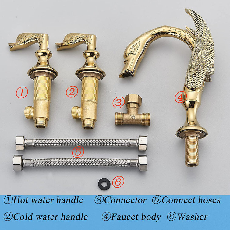 Luxurious Gold Swan Vessel Sink Faucet with Dual Handles