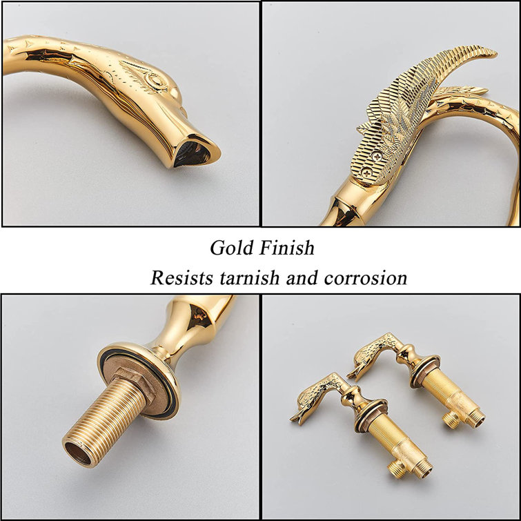 Luxurious Gold Swan Vessel Sink Faucet with Dual Handles