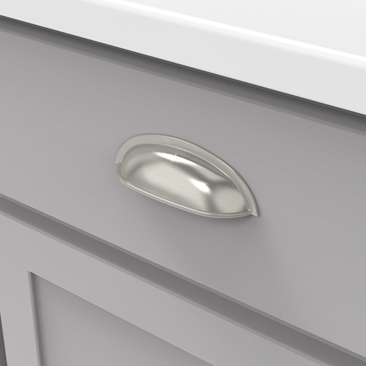 Stainless Steel Matte Cup Cabinet Pull with Mounting Hardware
