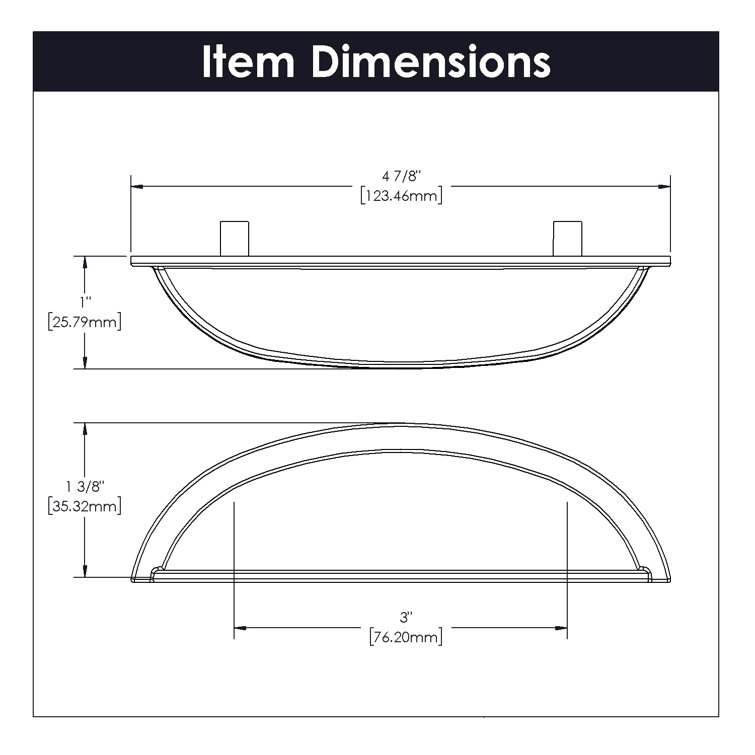 Stainless Steel Matte Cup Cabinet Pull with Mounting Hardware
