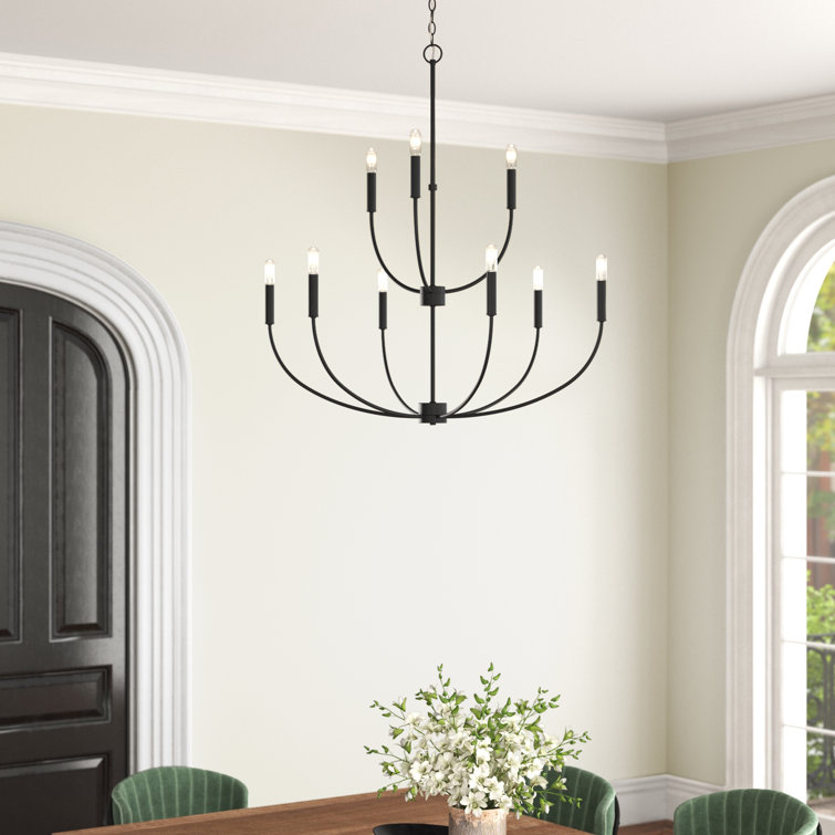 Midnight Black 9-Light Candle Style Metal Chandelier