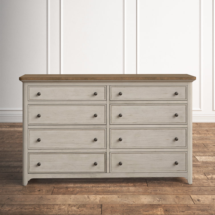 Ayden Transitional 8-Drawer White Dresser with Dovetail Details
