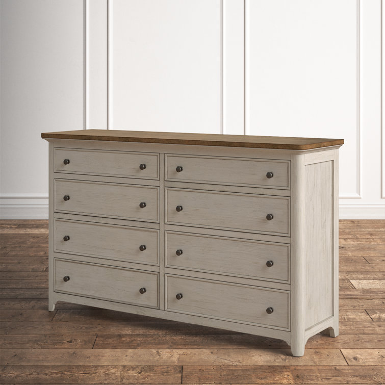 Ayden Transitional 8-Drawer White Dresser with Dovetail Details