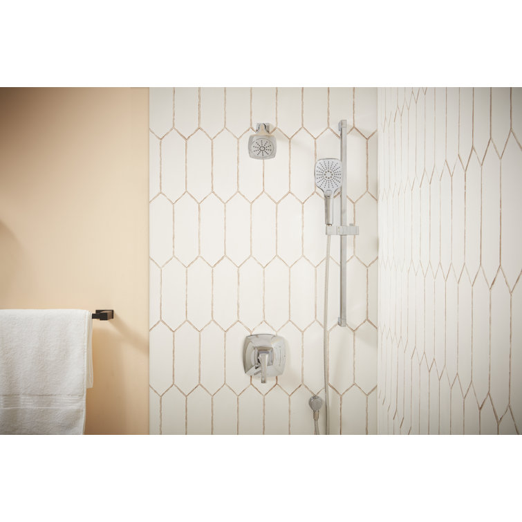 Chrome Adjustable Height Square Wall Mounted Shower Head