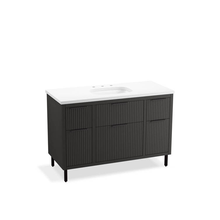 Spacity 48" Dark Steel Wall-Hung Vanity with Quartz Top