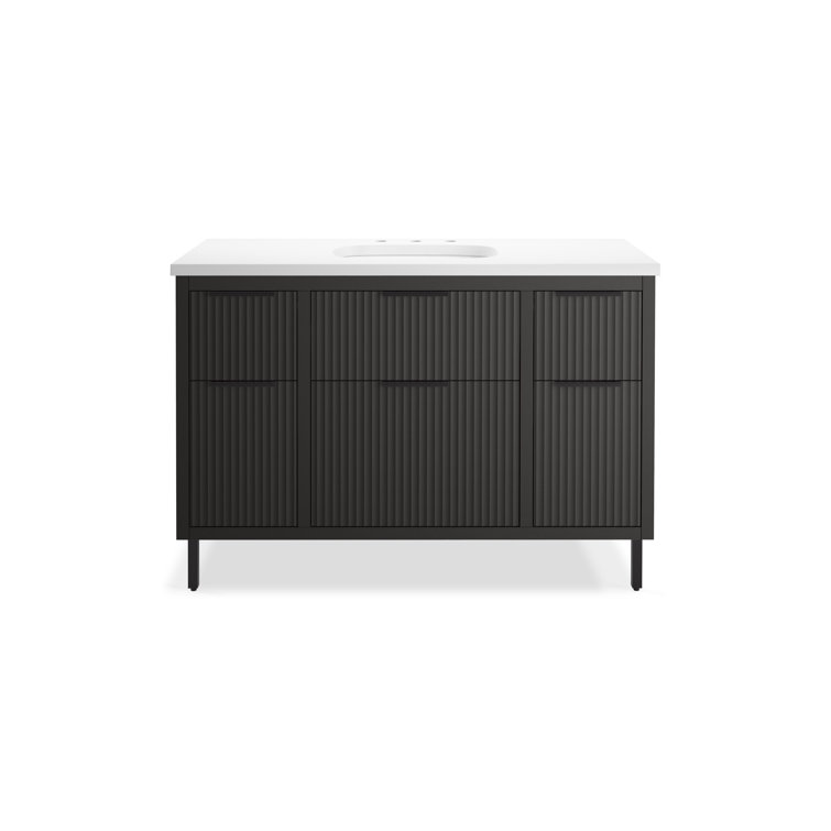 Spacity 48" Dark Steel Wall-Hung Vanity with Quartz Top