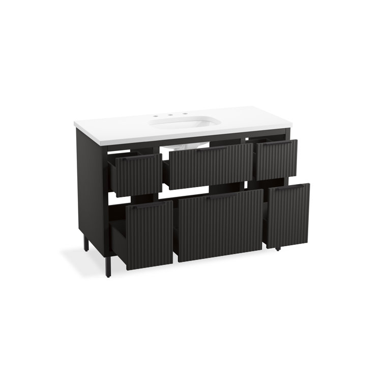 Spacity 48" Dark Steel Wall-Hung Vanity with Quartz Top