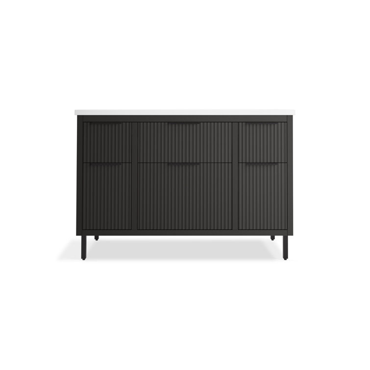 Spacity 48" Dark Steel Wall-Hung Vanity with Quartz Top