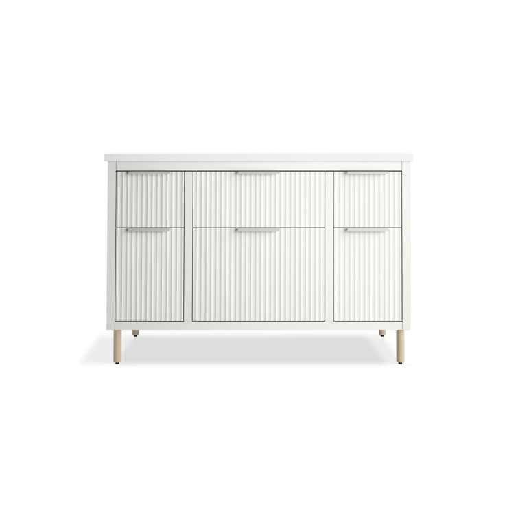 Spacity 48" White Wall-Hung Bathroom Vanity with Quartz Top