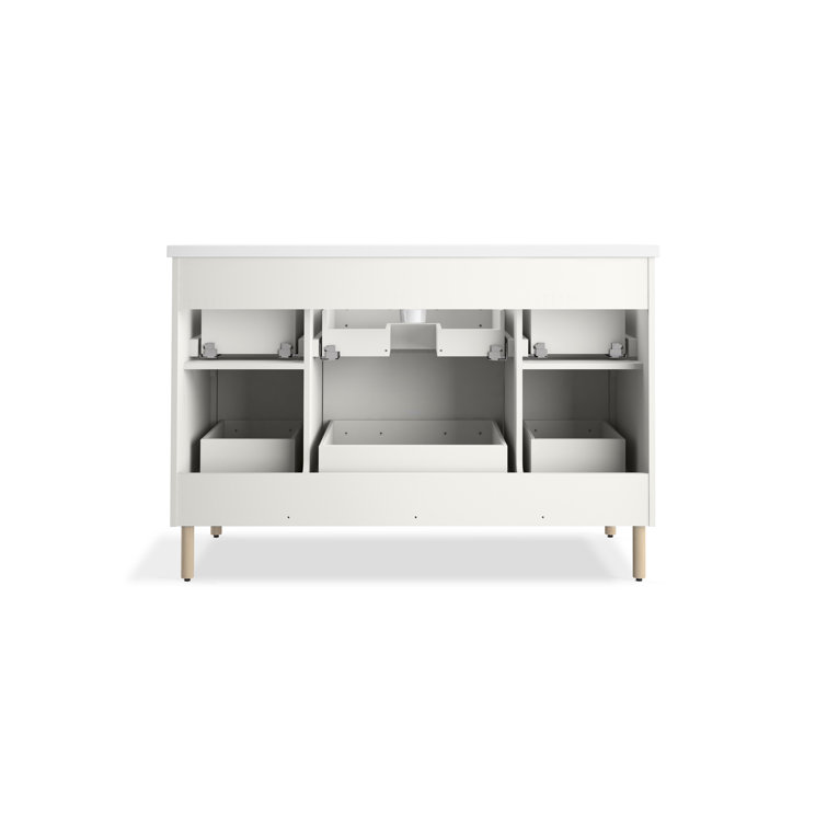 Spacity 48" White Wall-Hung Bathroom Vanity with Quartz Top
