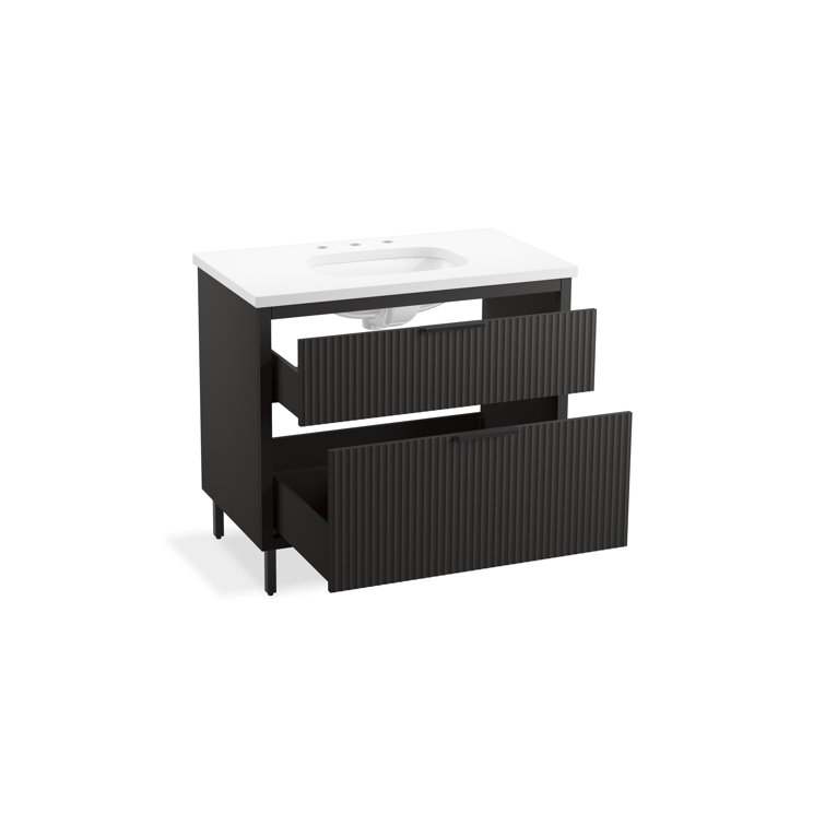 Spacity 36" Dark Steel Wall-Hung Vanity with Quartz Top