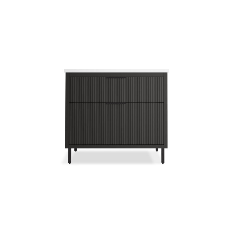 Spacity 36" Dark Steel Wall-Hung Vanity with Quartz Top
