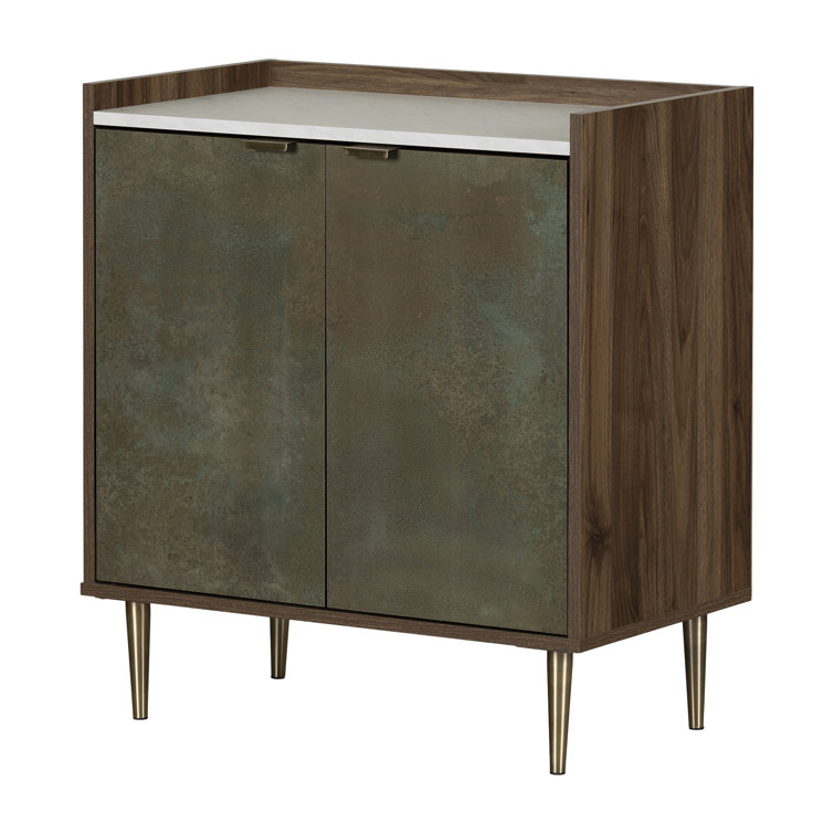 Natural Walnut and Oxide Brown Adjustable Shelf Cabinet