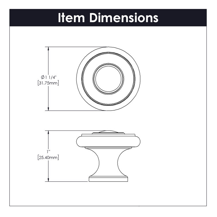 Brushed Nickel Round Mushroom Cabinet Knob 1.25"