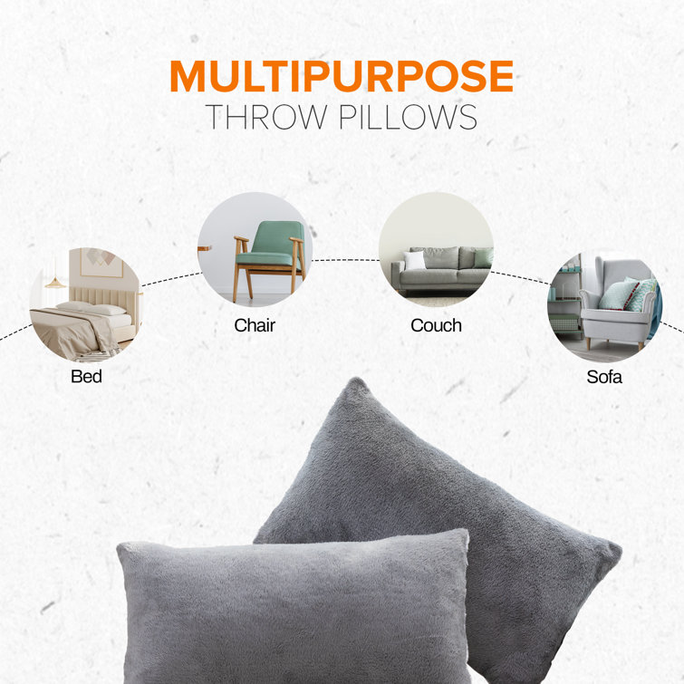 Gray Arctic Velvet and Microfleece Throw Pillow Set