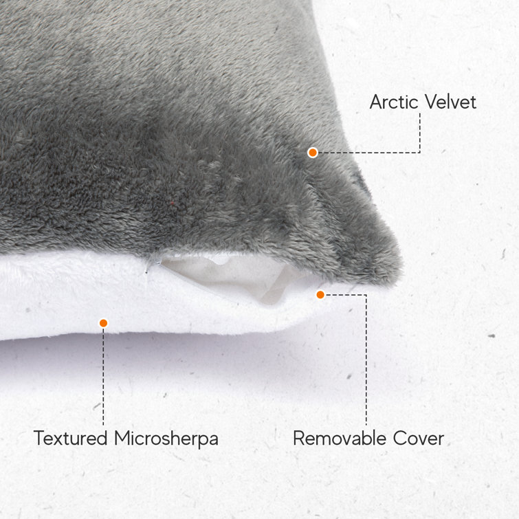 Gray Arctic Velvet and Microfleece Throw Pillow Set