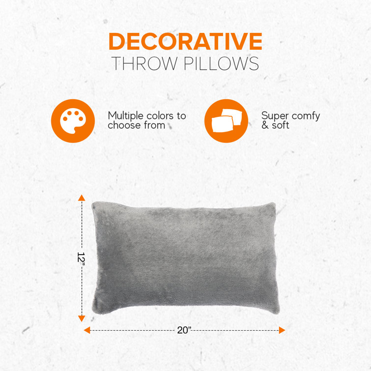 Gray Arctic Velvet and Microfleece Throw Pillow Set