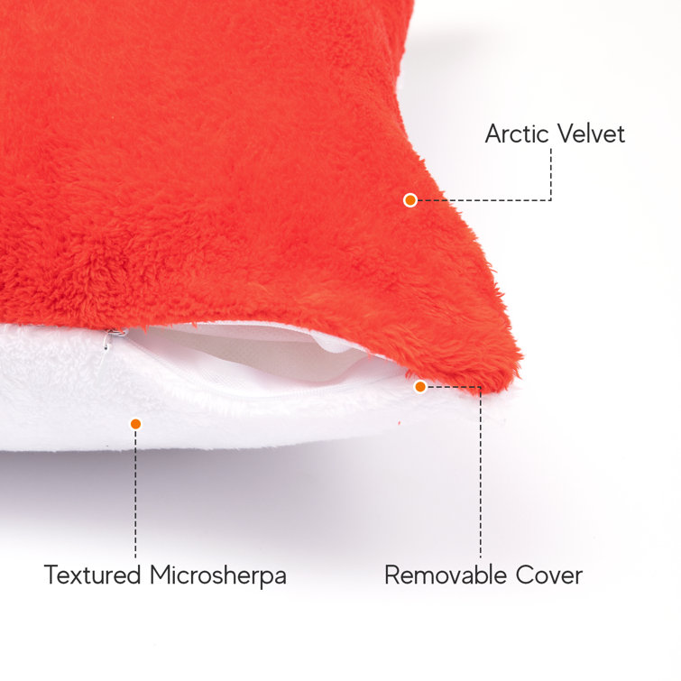Red Arctic Velvet Square Throw Pillow Set, 18"