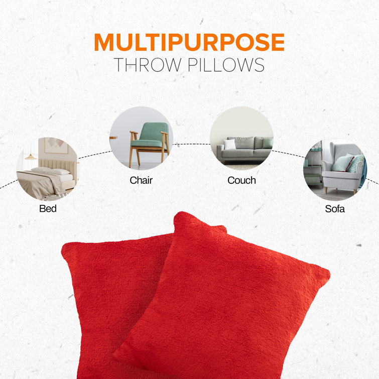 Red Arctic Velvet Square Throw Pillow Set, 18"