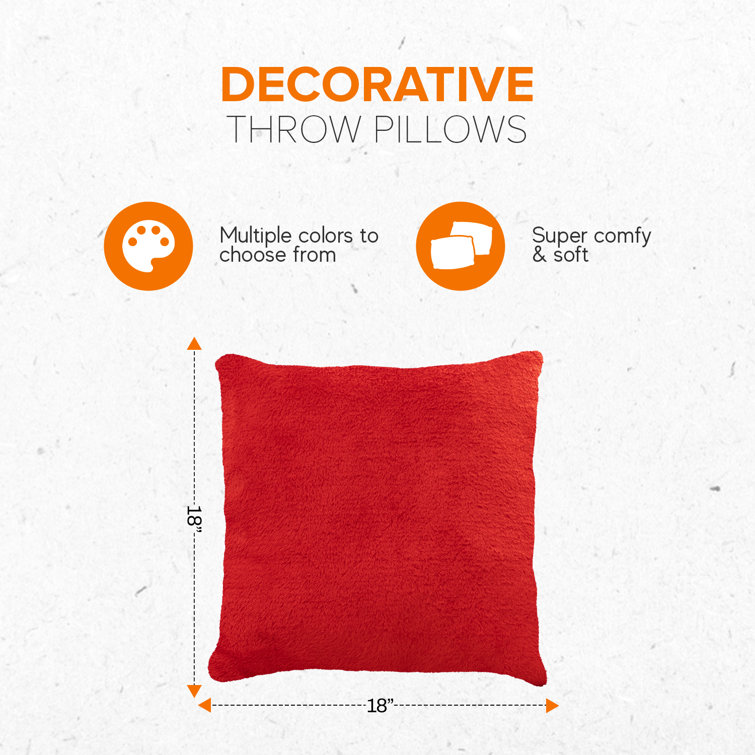 Red Arctic Velvet Square Throw Pillow Set, 18"